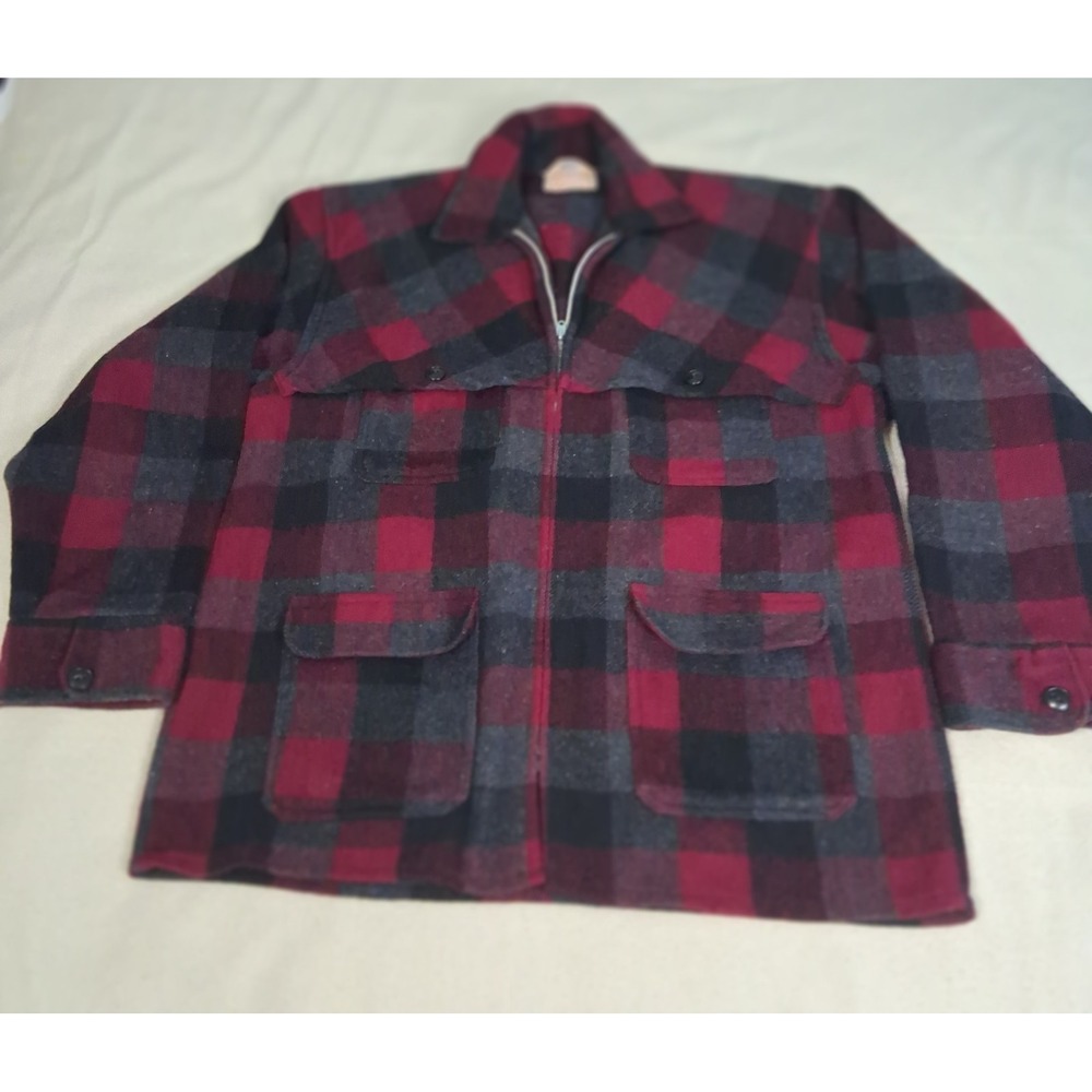 VTG‎ Humphrey Mackinaw Regent Wool Coat Hunting Jacket Sz L Plaid Canada 40s 50s